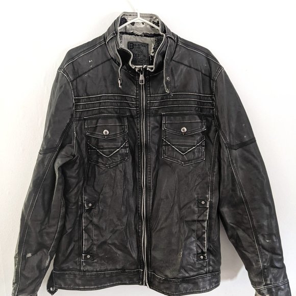 Distressed Faux-Leather Jacket - Picture 1 of 2